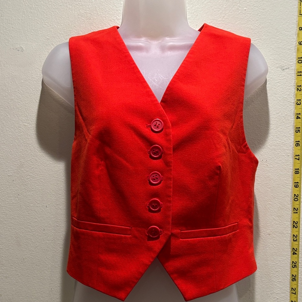 Open Edit Vibrant Red Women's Button Down Vest